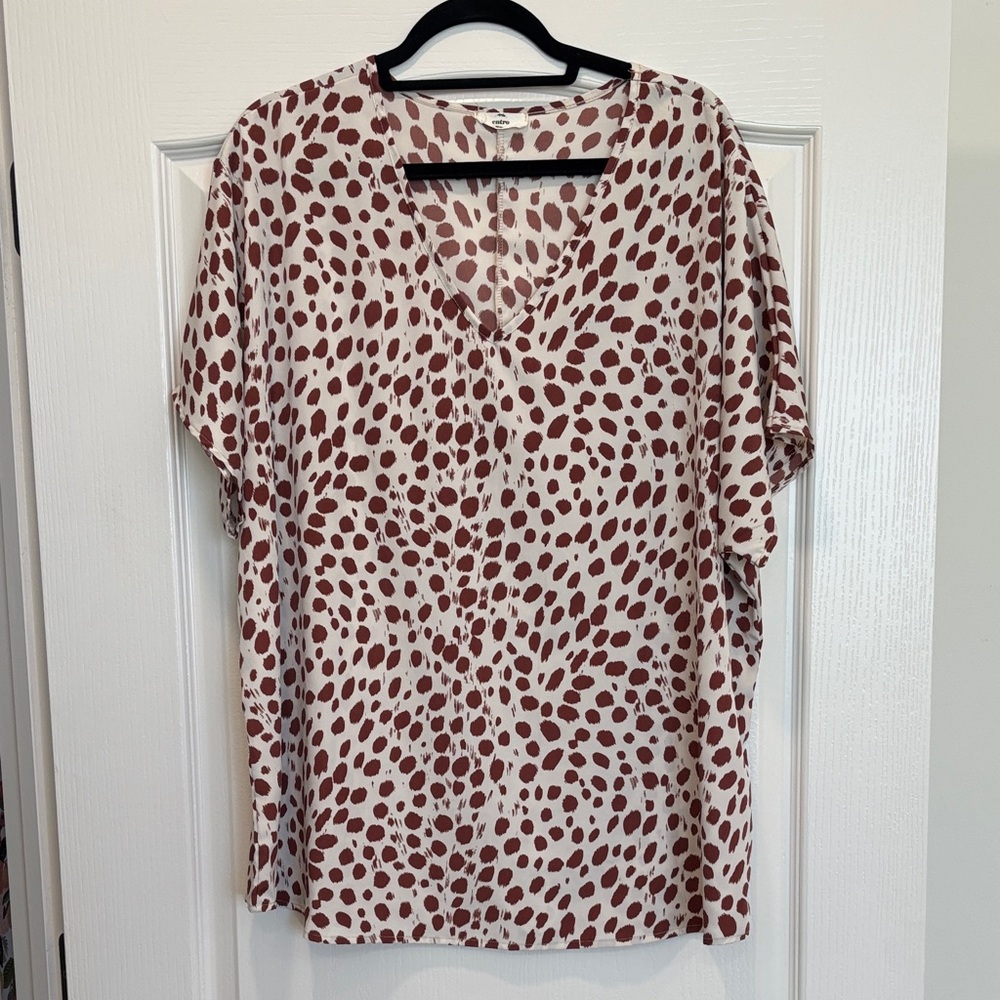 Entro Brown and Cream Patterned Blouse